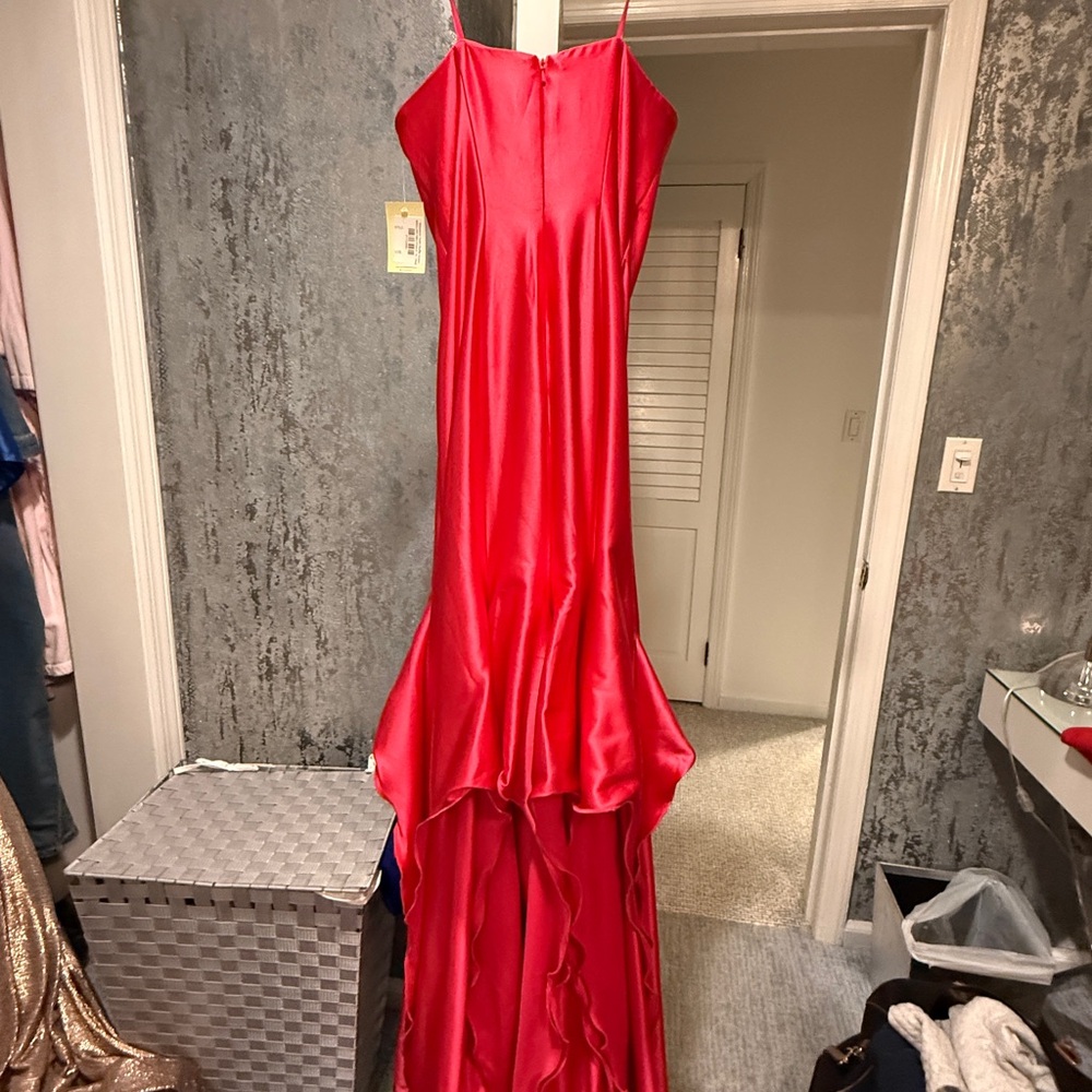 Red Satin Rene Gown - Picture 3 of 3